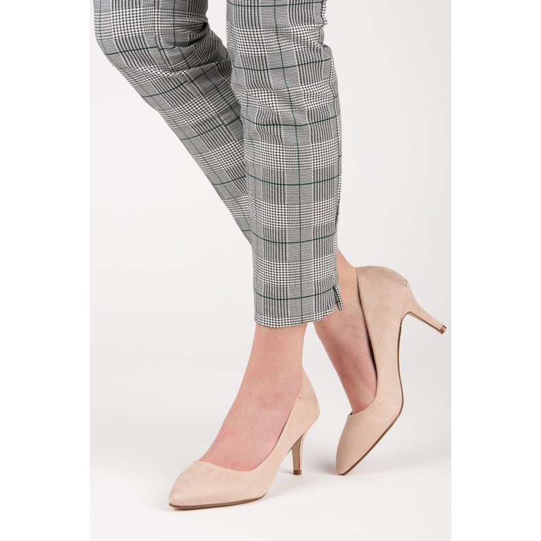 Högklackade pumps i mocka brun 2