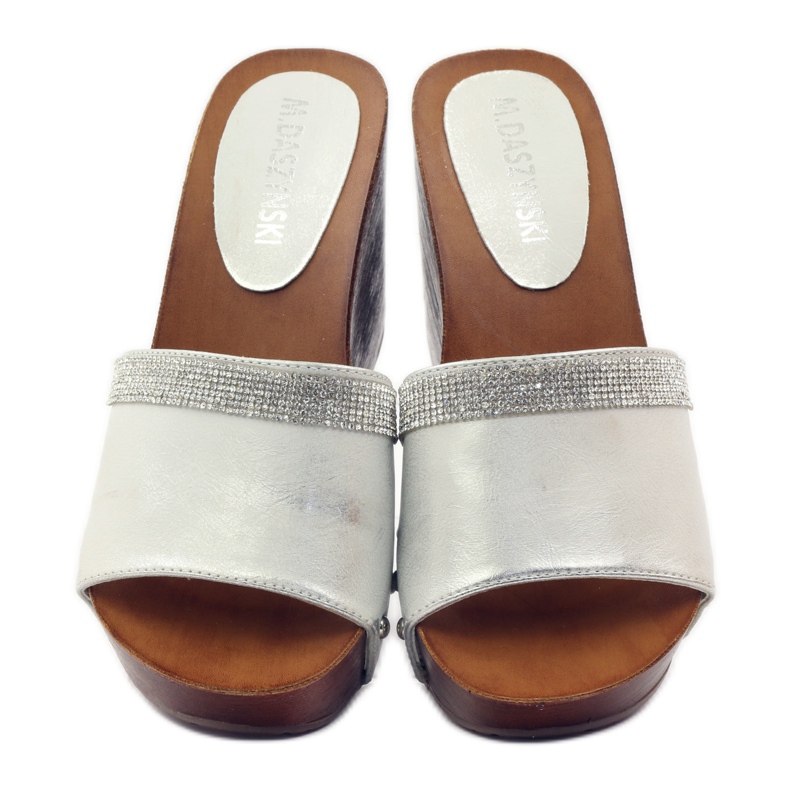 M.Daszyński Daszyński kil tofflor med cubic zirconia grå 4