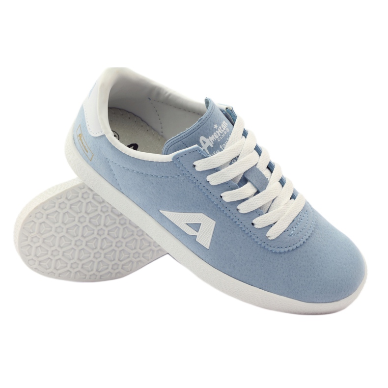 American Club Amerikanska läder innersula sport sneakers blå vit 3