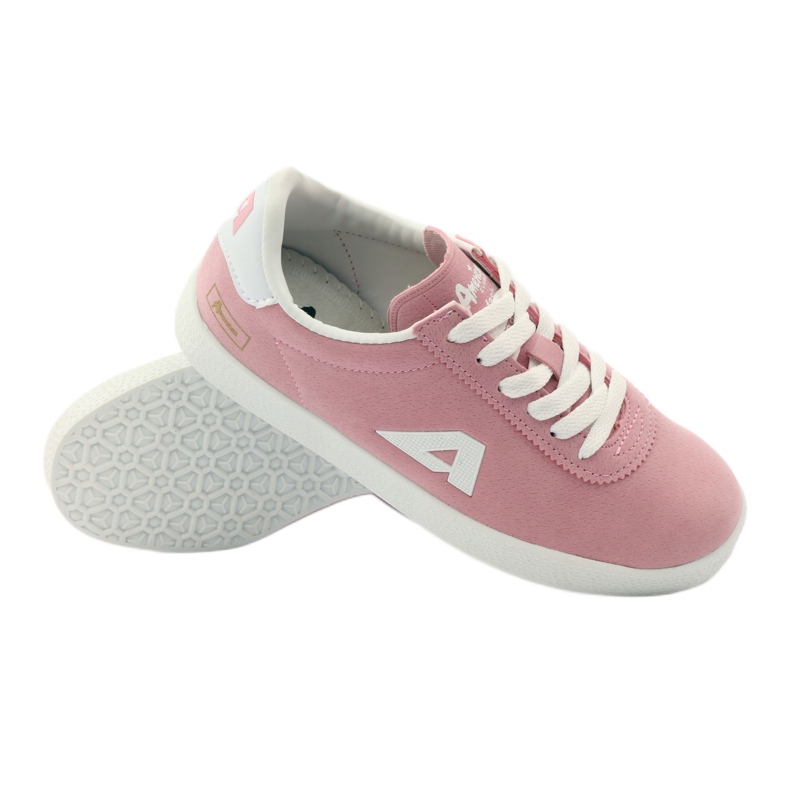American Club Amerikanska läder innersula sport sneakers vit rosa 3