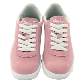 American Club Amerikanska läder innersula sport sneakers vit rosa 4