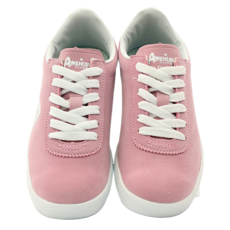 American Club Amerikanska läder innersula sport sneakers vit rosa 4