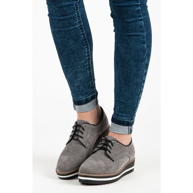 Ch. Creation Snörstövlar i mocka grå 1