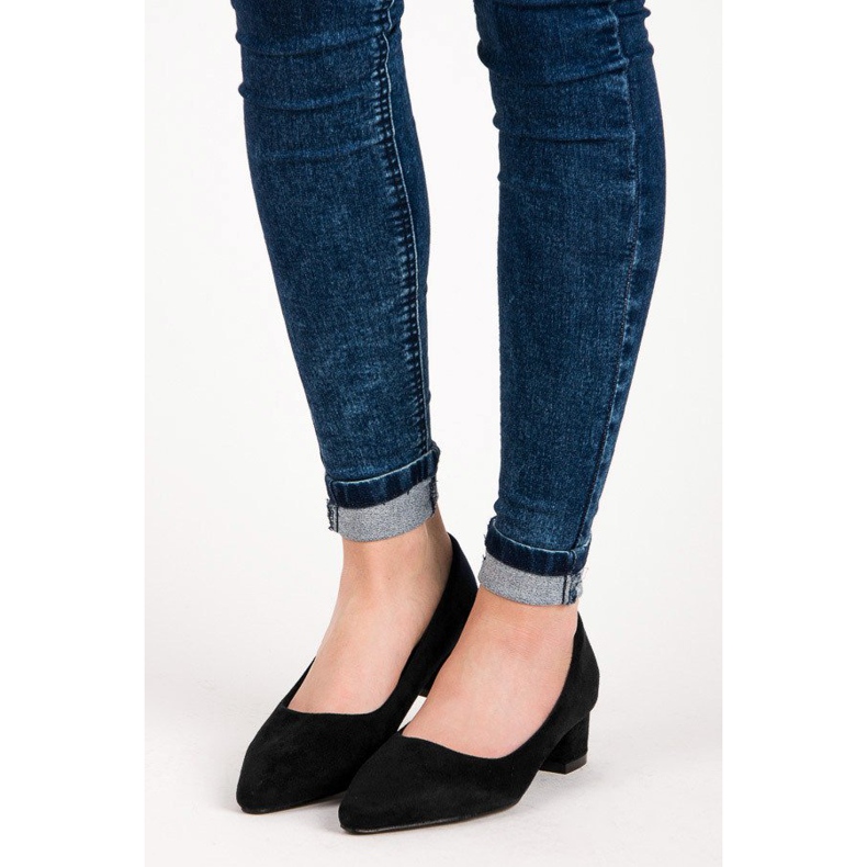 Best Shoes Pumps i mocka med låga klackar svart 2