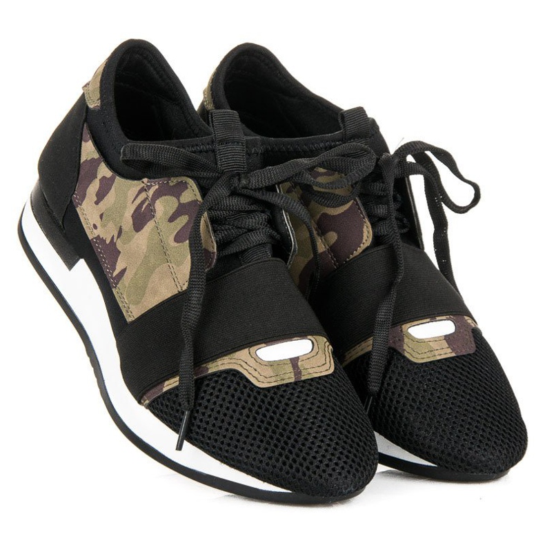 Slip-on sportskor svart brun grön 2