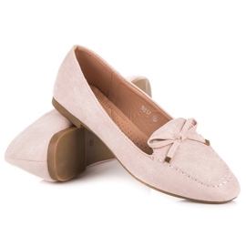 Small Swan Loafers i mocka med rosett rosa 1