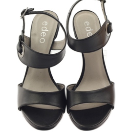 Lädersandaler på häl Edeo 3208 svart 4