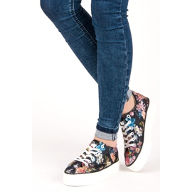 Yes Mile Bundna Sneakers Med Blommor mångfärgad 2