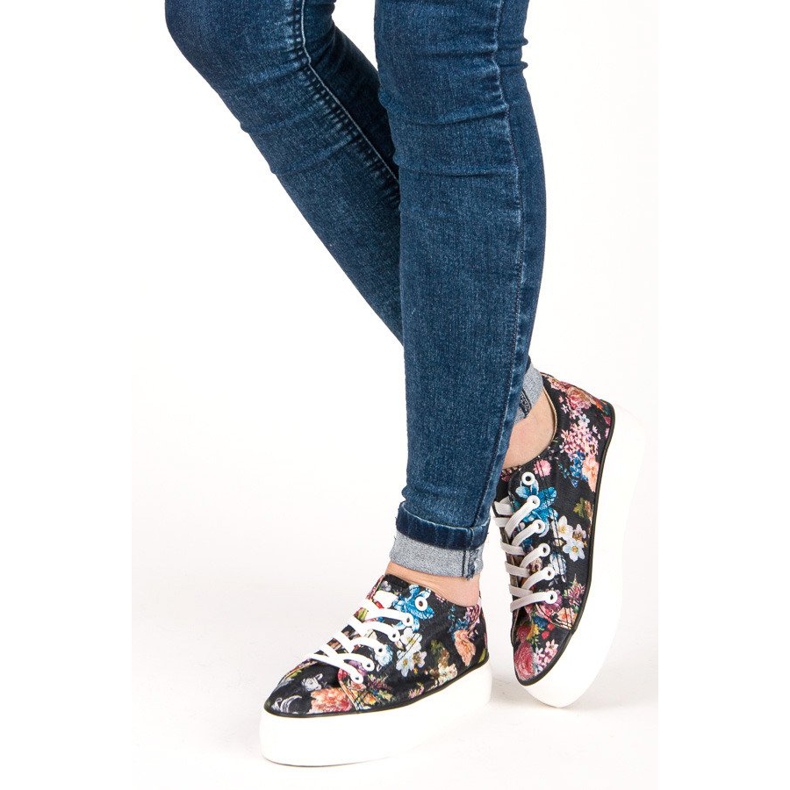 Yes Mile Bundna Sneakers Med Blommor mångfärgad 2