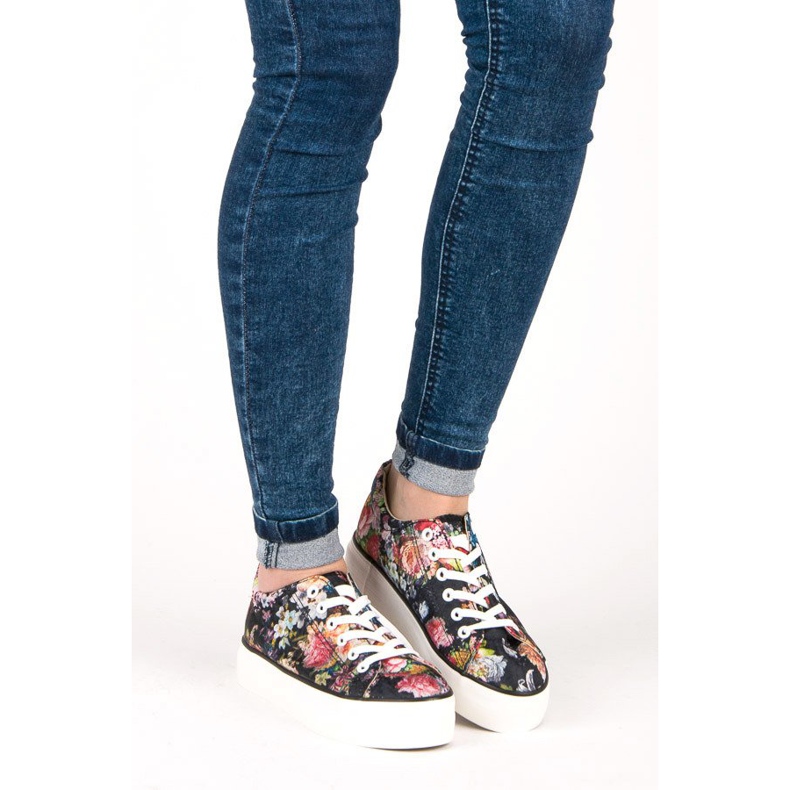 Yes Mile Bundna Sneakers Med Blommor mångfärgad 1