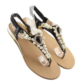 Sandaler med svarta pärlor D580 svart 2