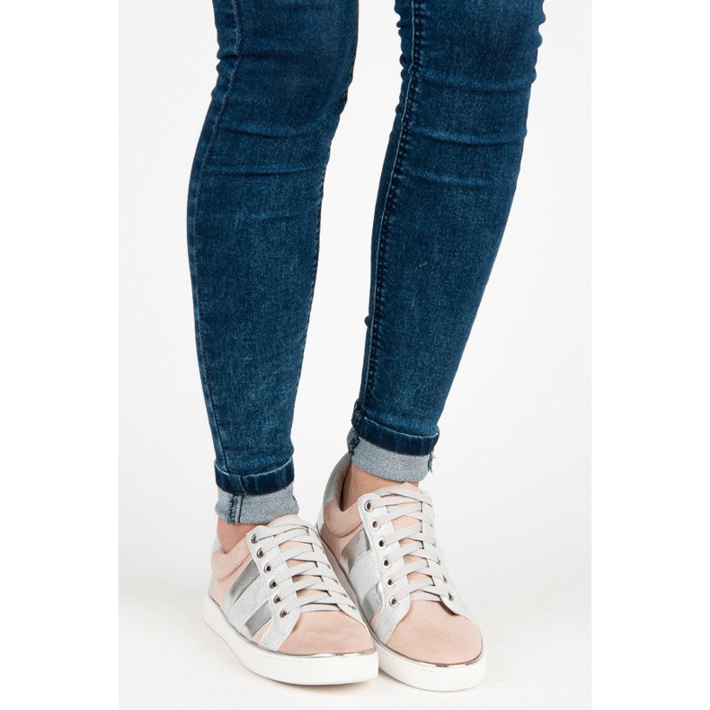 Kylie Knytna modesneakers rosa grå 1