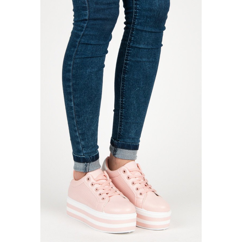 Seastar Sneakers med snörning på plattformen rosa 1
