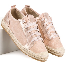 Seastar espadrillor i mocka med snörning rosa 1