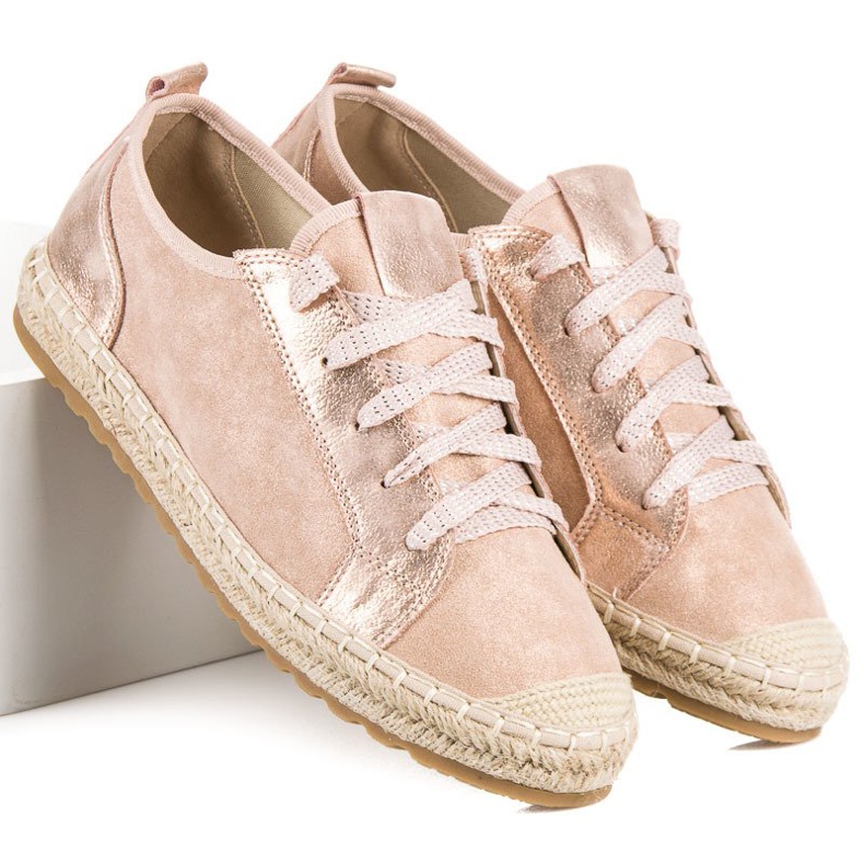Seastar espadrillor i mocka med snörning rosa 1