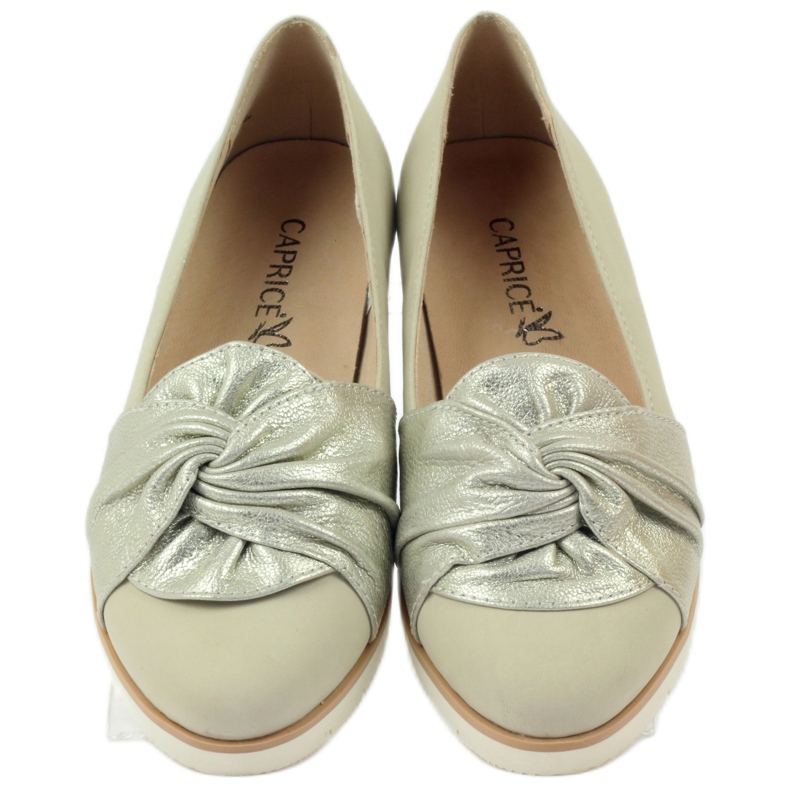 Caprice pumps låga skor damskor 24607 beige gyllene 4