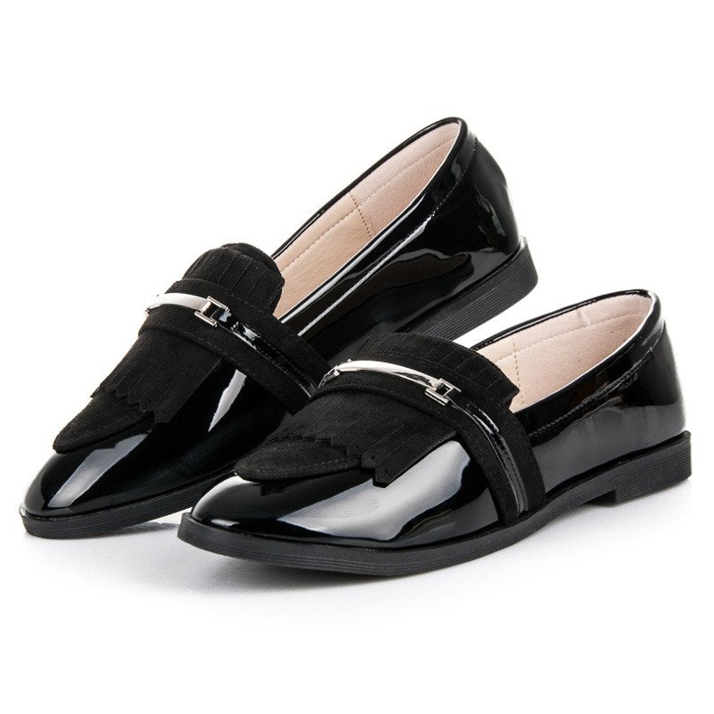 Ideal Shoes Svartlackade loafers 2