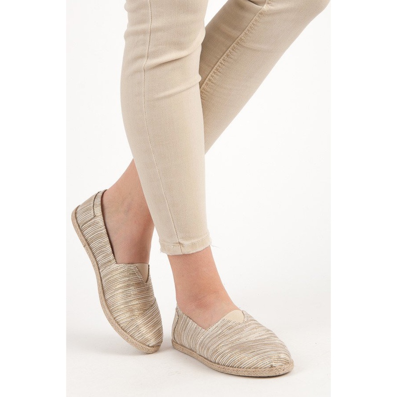 Ribbstickade espadrillor gul 2