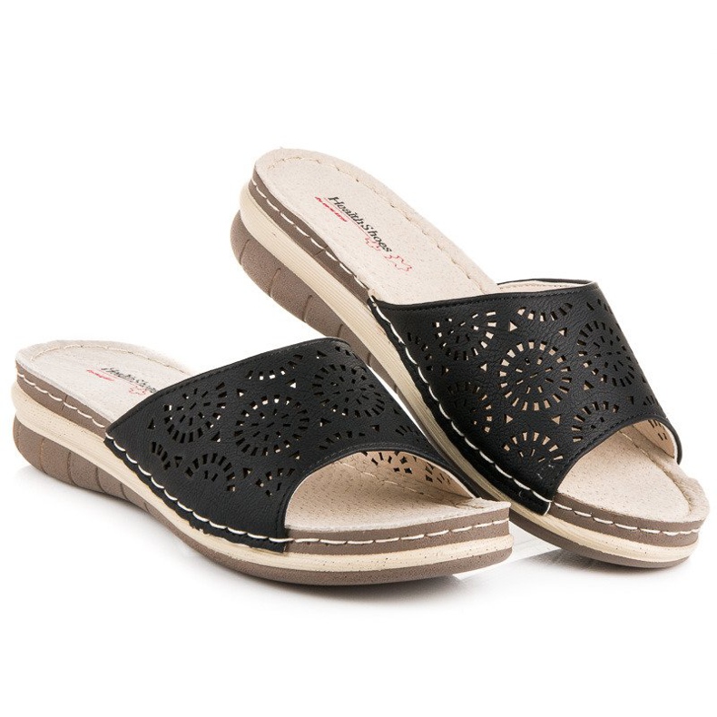 Hasby Genombrutna tofflor för kvinnor svart 2