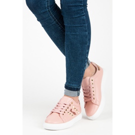 Moderiktiga sneakers med bindning rosa 1