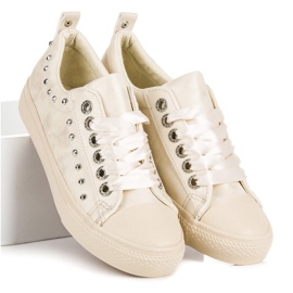 Beige sneakers med ett band 2