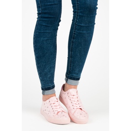 Sneakers i mocka med stjärnor rosa 1