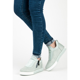 Ideal Shoes Gröna sneakers i mocka 2