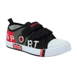 American Club Amerikanska barnsneakers lädersneakers röd grå svart 1