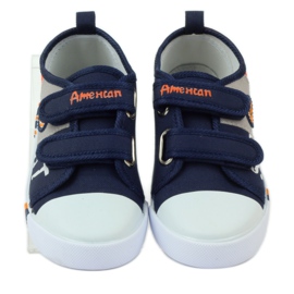 American Club Amerikanska sneakers sneakers läder innersula marinblå grå orange 4