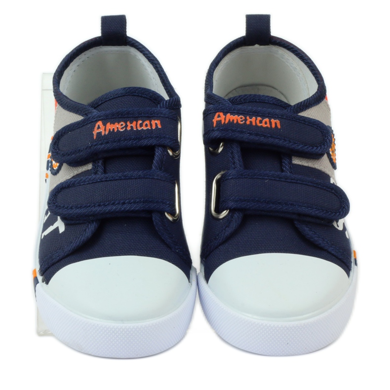 American Club Amerikanska sneakers sneakers läder innersula marinblå grå orange 4