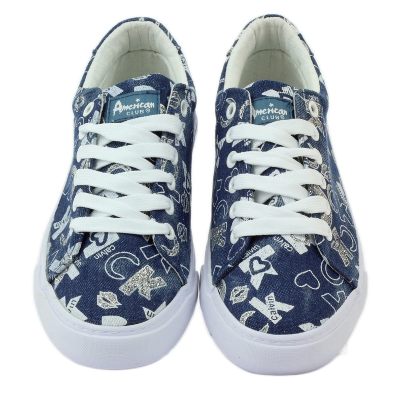 American Club Amerikanska denimsneakers i glitter marinblå 4