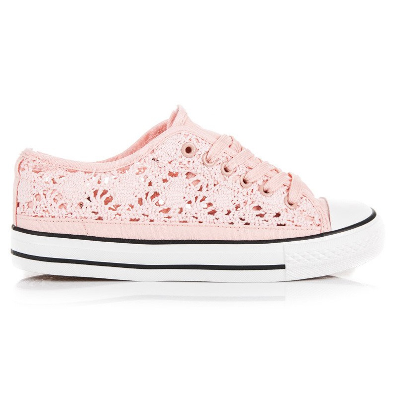 Rosa sneakers i spets 2