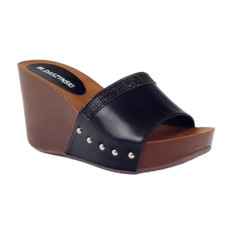 M.Daszyński Daszyński kil tofflor med cubic zirconia svart 1