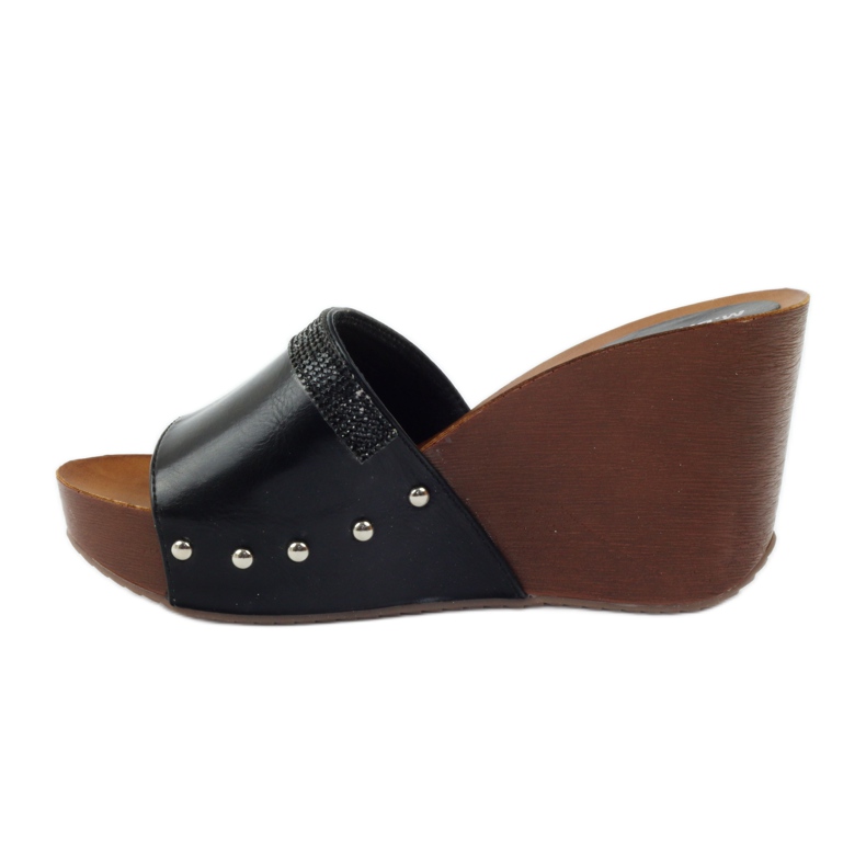 M.Daszyński Daszyński kil tofflor med cubic zirconia svart 2