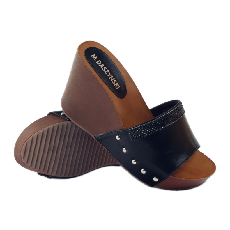 M.Daszyński Daszyński kil tofflor med cubic zirconia svart 3