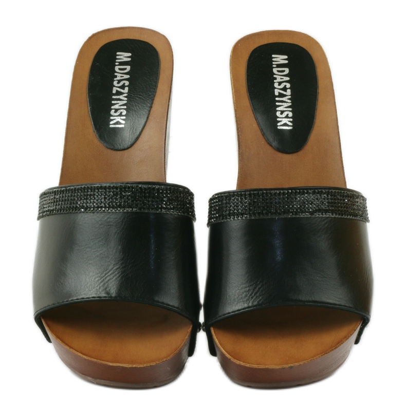 M.Daszyński Daszyński kil tofflor med cubic zirconia svart 4