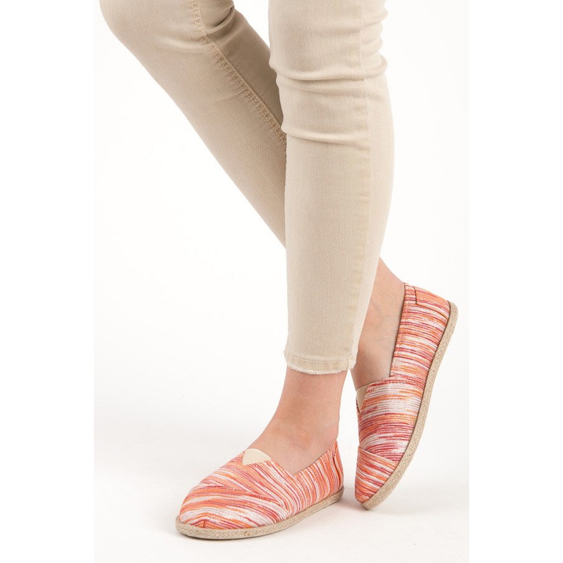 Ribbstickade espadrillor orange 1