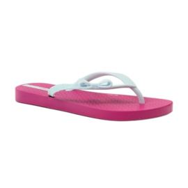 Glitterflipflops med Ipanema rosett rosa grå 1
