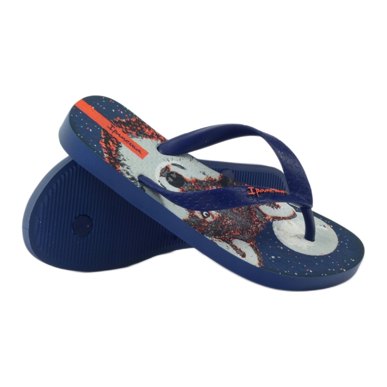 Ipanema barns flip -flops med en varg marinblå blå 3