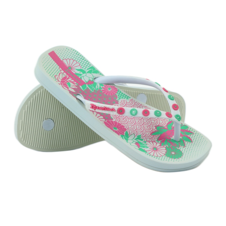 Ipanema 82387 blommiga flipflops rosa grön vit 3