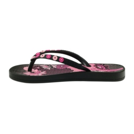 Ipanema 82387 blommiga flipflops svart rosa 2