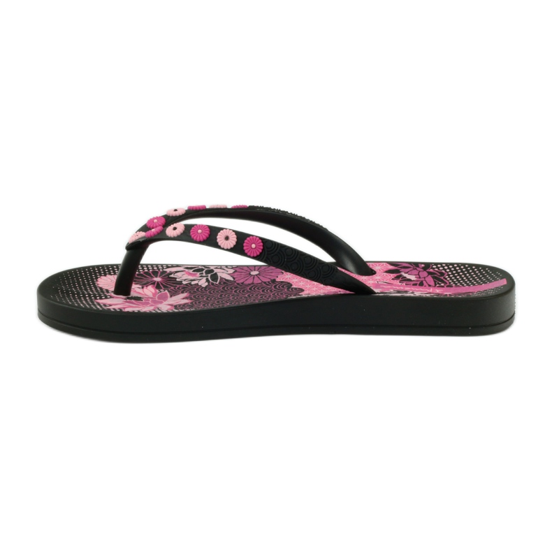 Ipanema 82387 blommiga flipflops svart rosa 2