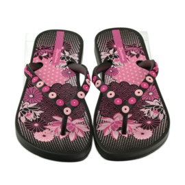 Ipanema 82387 blommiga flipflops svart rosa 4