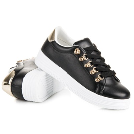 Lovery Snygga sportsvarta sneakers gul 1