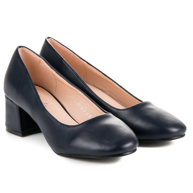 Renda Marinblå pumps med låga klackar 1
