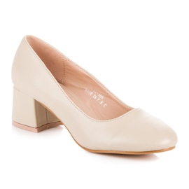 Renda Beige pumps med låga klackar 2