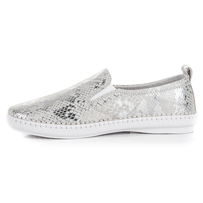 Läder Sneakers Slip On VINCEZA grå 1