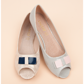 Vinceza ballerinor med öppen tå grå 1