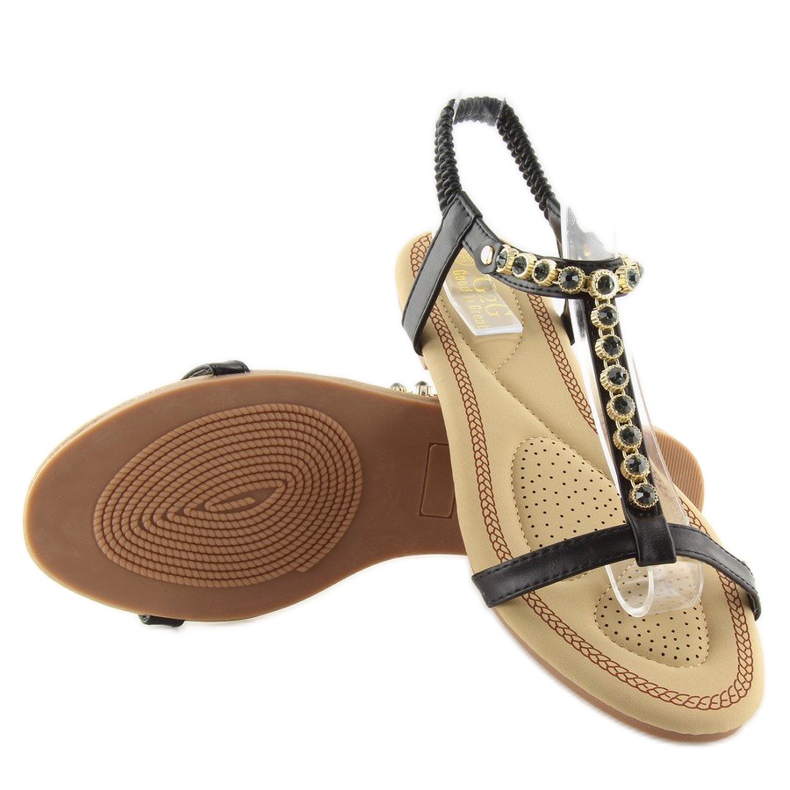 Svarta sandaler med cubic zirconias AS10875 Svart 1