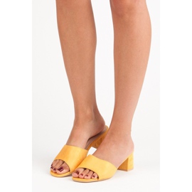 Renda Högklackade mockasandaler gul 1
